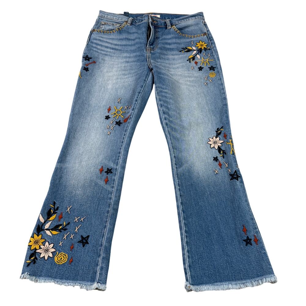 Johnny Was Women's Embroidered Cropped Jeans Size 28 Blue NWT
